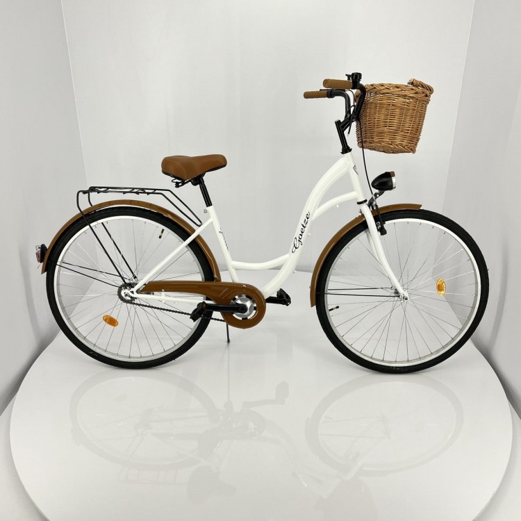 Mestský retro bicykel Goetze Eco 26" 1-prevodový biely + košík